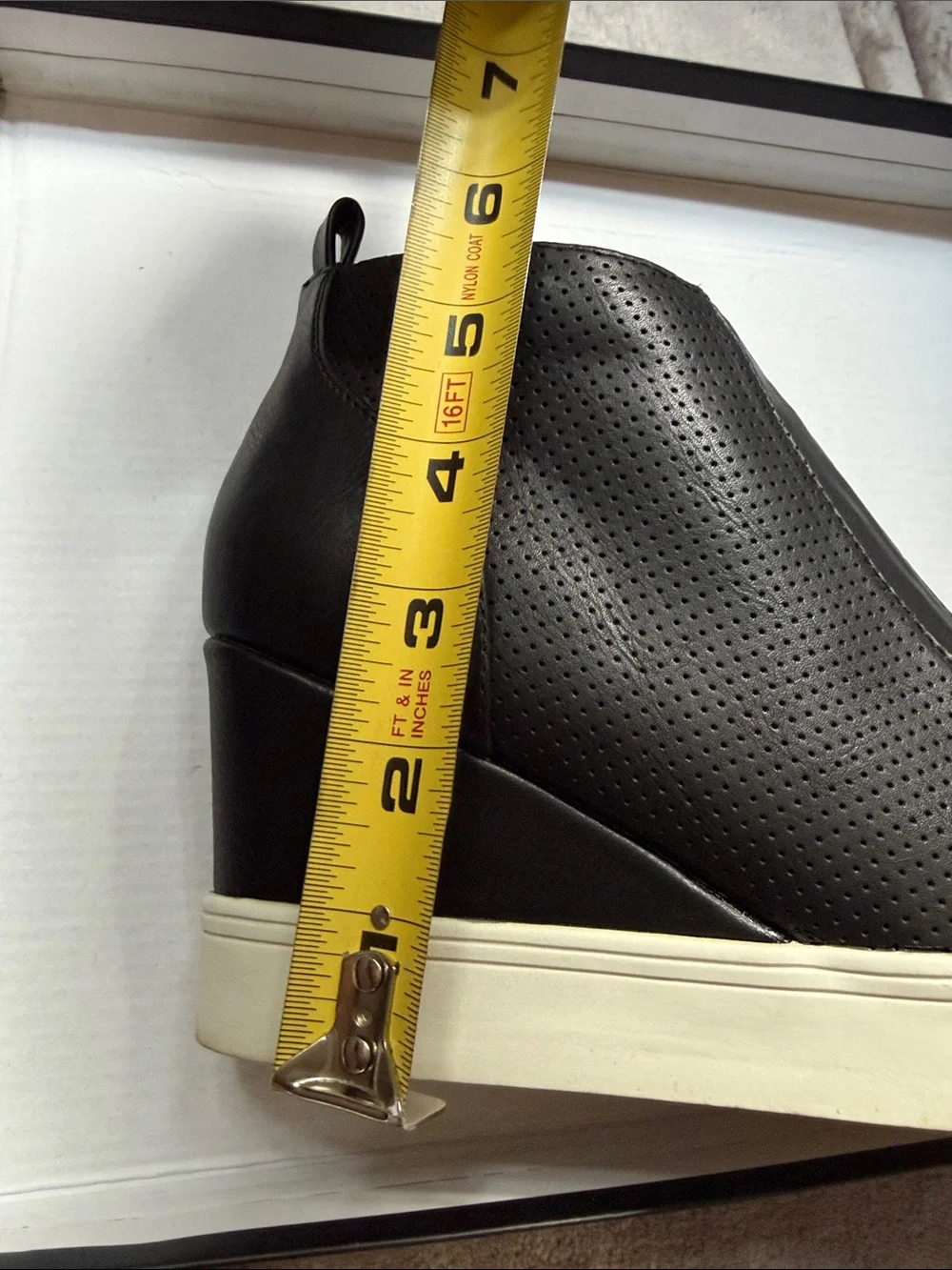 MIA Black Perforated Wedge Sneakers with Side Zipper